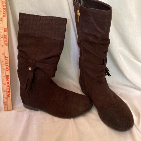 Michael Kors Suede Mid Calf Boots Size 6 Dark Brown - Picture 3 of 6